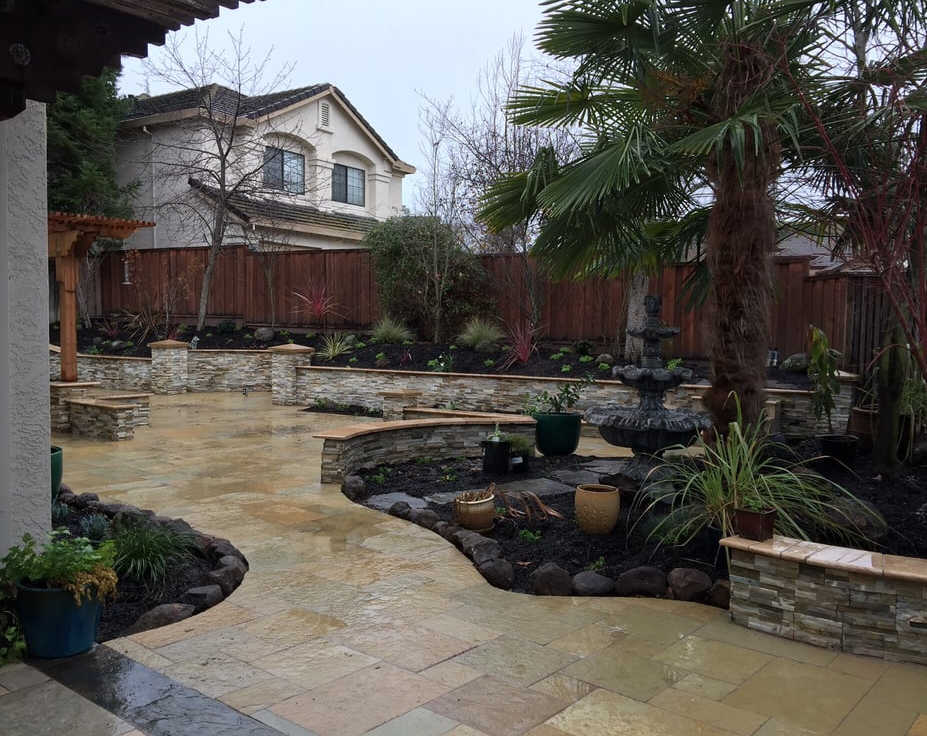 This is an image of landscaping and concrete work done by Manteca Concrete